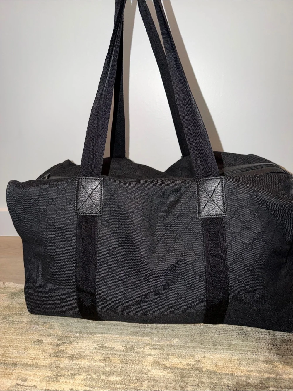 Vintage Gucci Black GG Canvas Duffel Bag